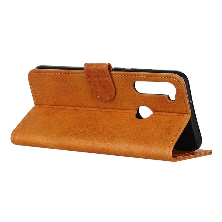Matte Skin PU Leather Wallet Case for Xiaomi Redmi Note 8T - Brown-10