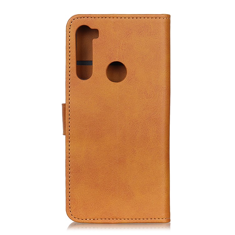 Matte Skin PU Leather Wallet Case for Xiaomi Redmi Note 8T - Brown-11