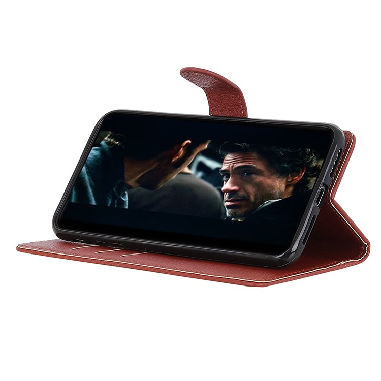 Cancelletto in Pelle PU Classic Litchi Texture Per Xiaomi Redmi Note 8T - Marrone-7