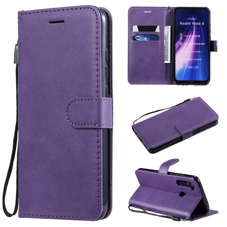 Wallet Leather Stand Case for Xiaomi Redmi Note 8 - Purple-1