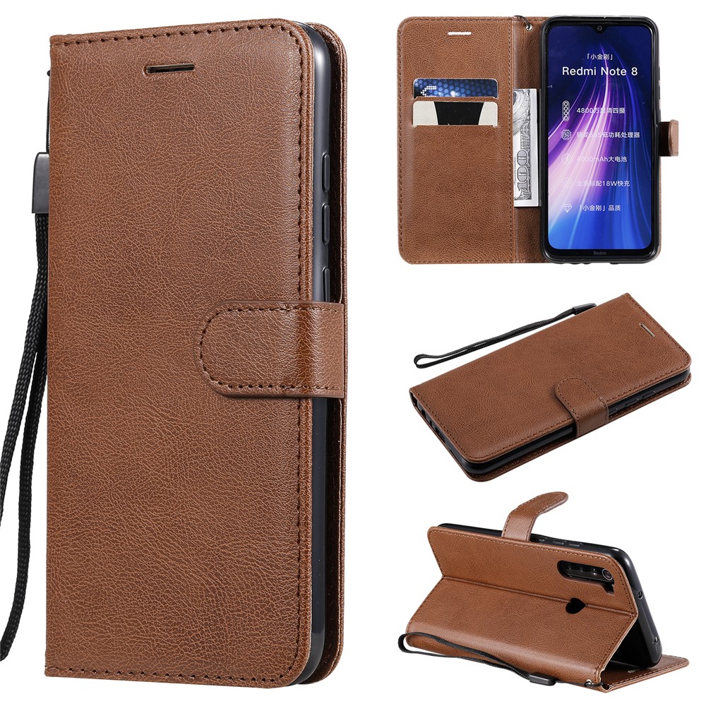 Wallet Leather Stand Case for Xiaomi Redmi Note 8 - Brown-1