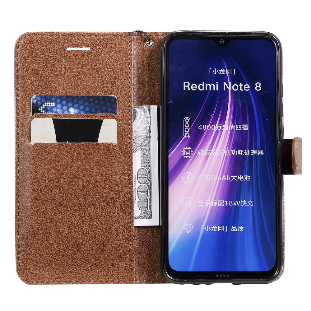 Wallet Leather Stand Case for Xiaomi Redmi Note 8 - Brown-4
