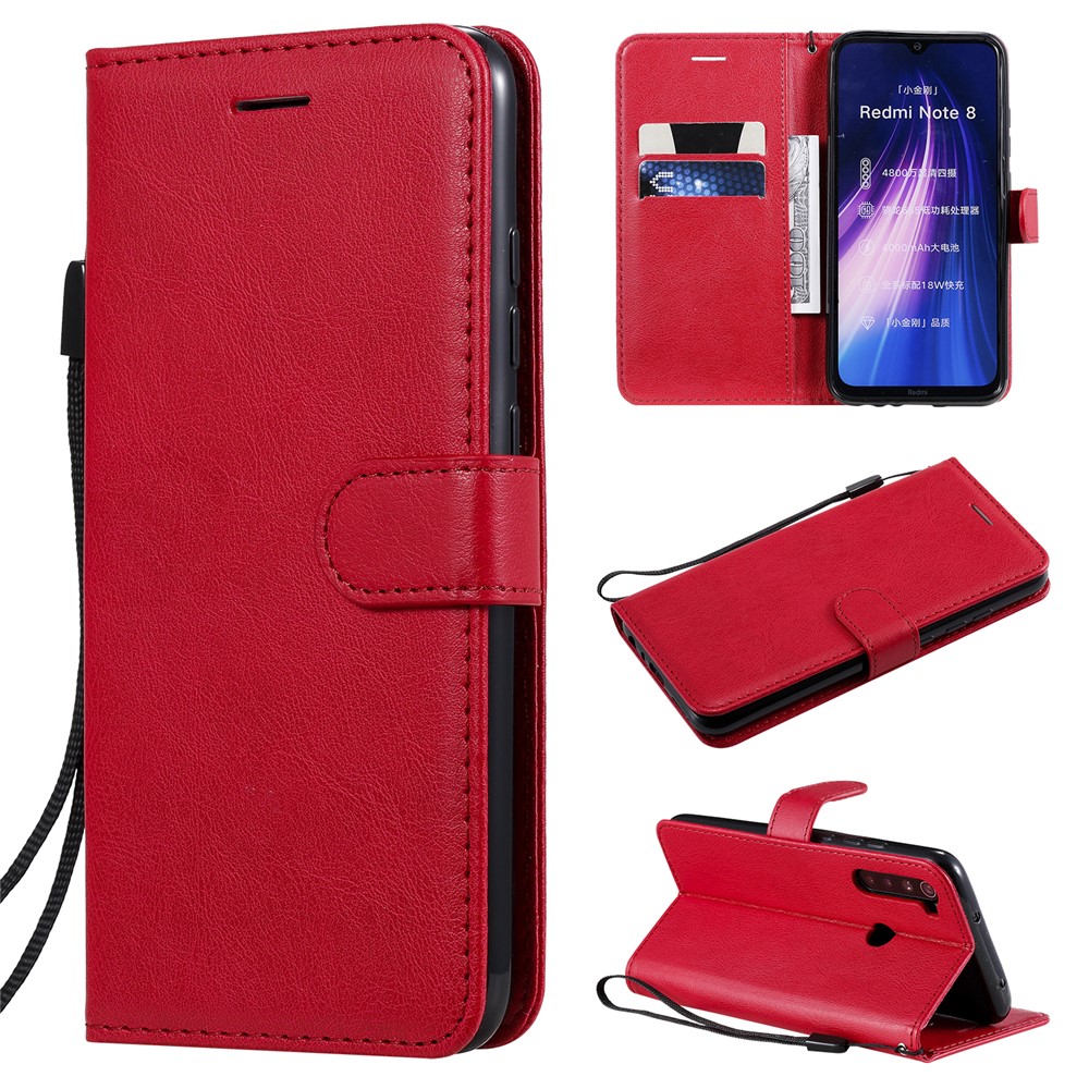 Wallet Leather Stand Case for Xiaomi Redmi Note 8 - Red-1