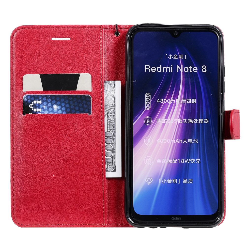 Wallet Leather Stand Case for Xiaomi Redmi Note 8 - Red-4