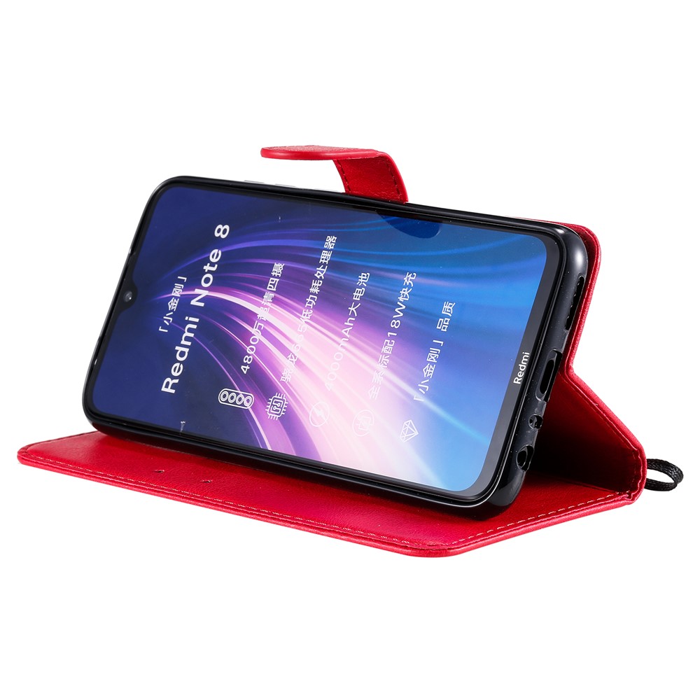 Wallet Leather Stand Case for Xiaomi Redmi Note 8 - Red-6