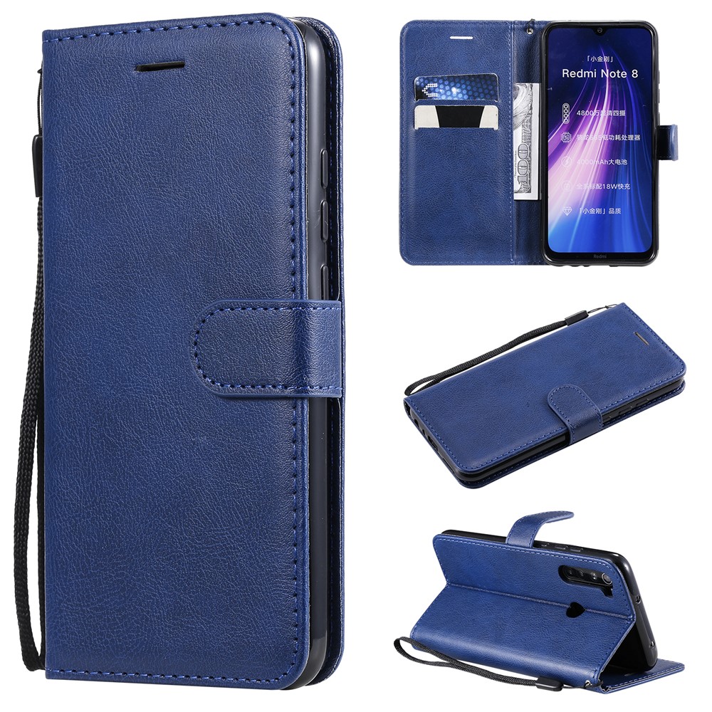 Wallet Leather Stand Case for Xiaomi Redmi Note 8 - Blue-1
