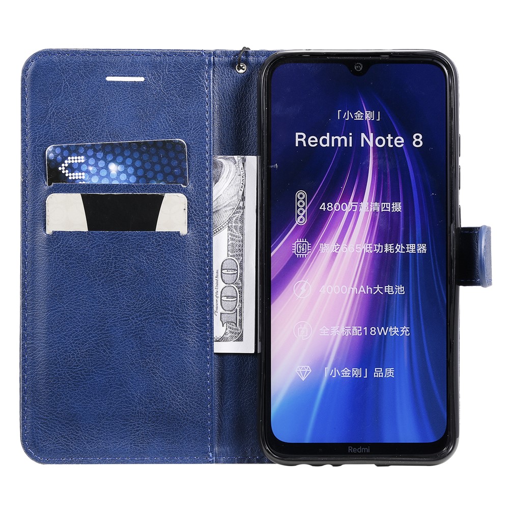 Wallet Leather Stand Case for Xiaomi Redmi Note 8 - Blue-4