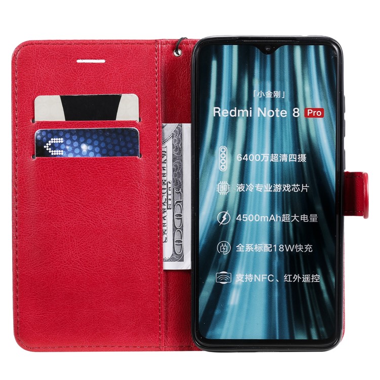 Wallet Leather Stand Case for Xiaomi Redmi Note 8 Pro - Red-4