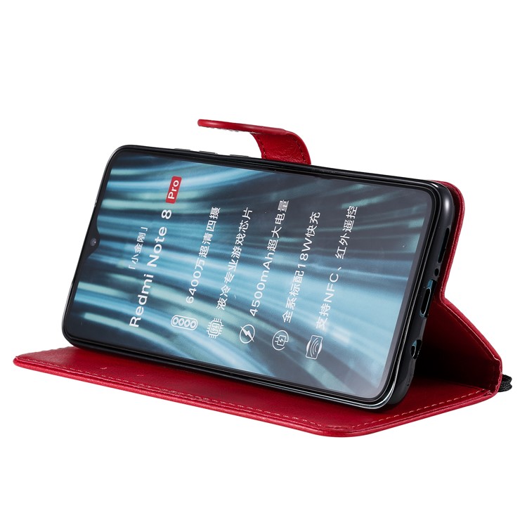 Wallet Leather Stand Case for Xiaomi Redmi Note 8 Pro - Red-8