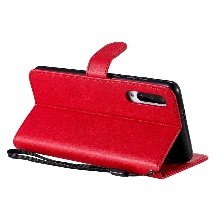 Pure Color Wallet Leather Stand Cell Case Covering for Xiaomi Mi 9 Pro - Red-7