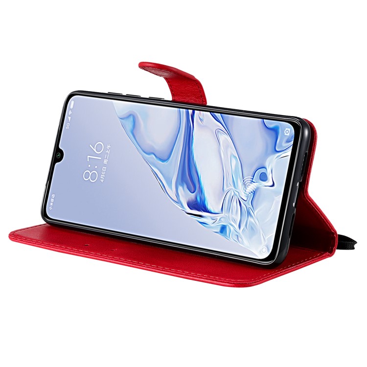 Pure Color Wallet Leather Stand Cell Case Covering for Xiaomi Mi 9 Pro - Red-8