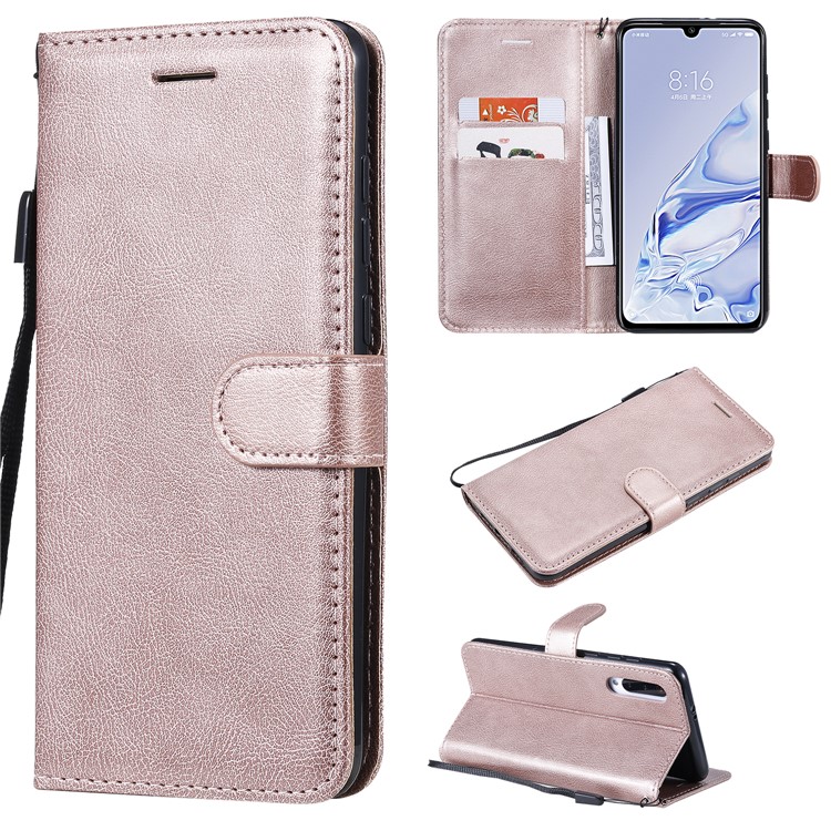 Pure Color Wallet Leather Stand Cell Case Covering for Xiaomi Mi 9 Pro - Rose Gold-1