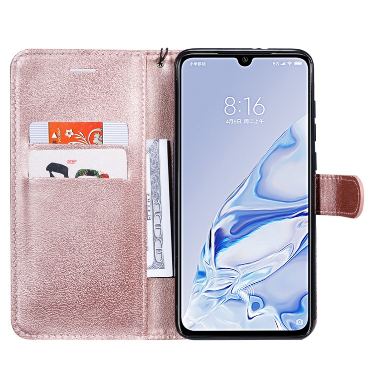 Pure Color Wallet Leather Stand Cell Case Covering for Xiaomi Mi 9 Pro - Rose Gold-4
