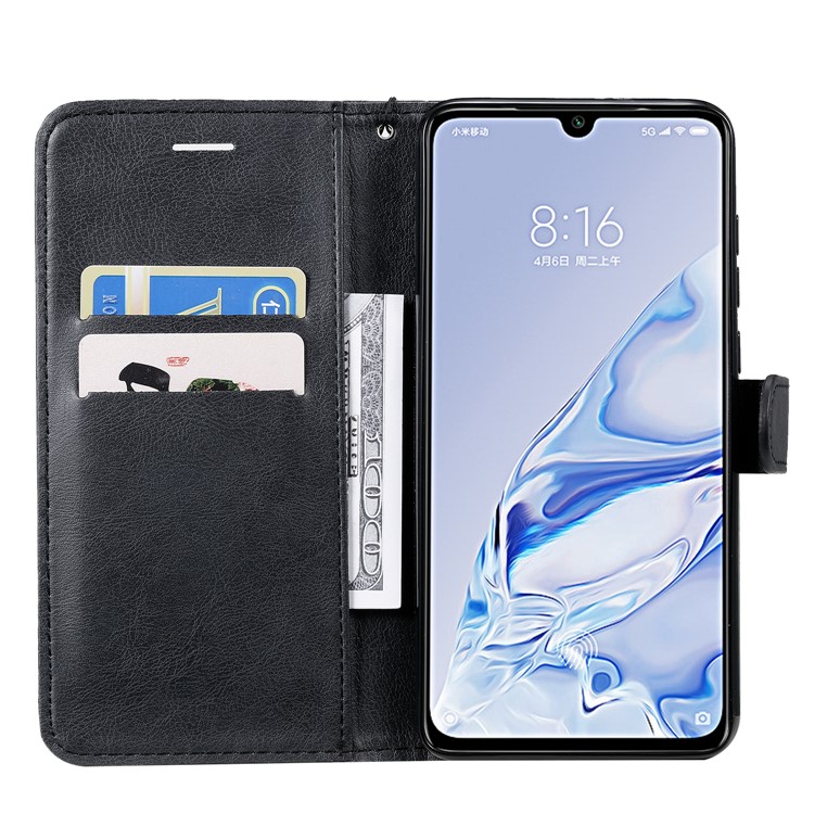 Чистый Цвет Кожи Бумажника Стенд Клетки Случай Покрытия Для Xiaomi Ми 9 Pro - Черный-4