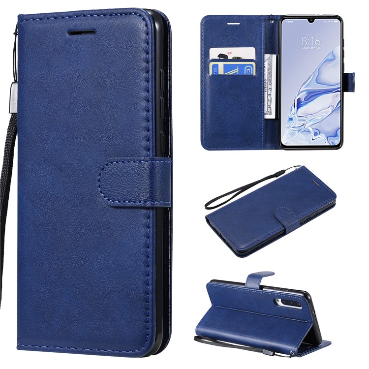 Pure Color Wallet Leather Stand Cell Case Covering for Xiaomi Mi 9 Pro - Blue-1