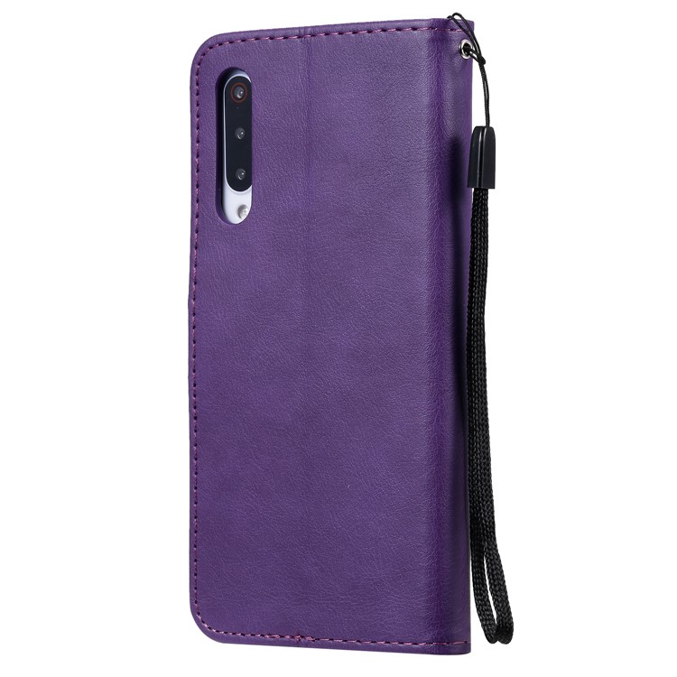 Pure Color Wallet Leather Stand Cell Case Covering for Xiaomi Mi 9 Pro - Purple-3