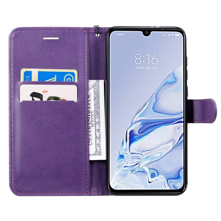 Pure Color Wallet Leather Stand Cell Case Covering for Xiaomi Mi 9 Pro - Purple-4