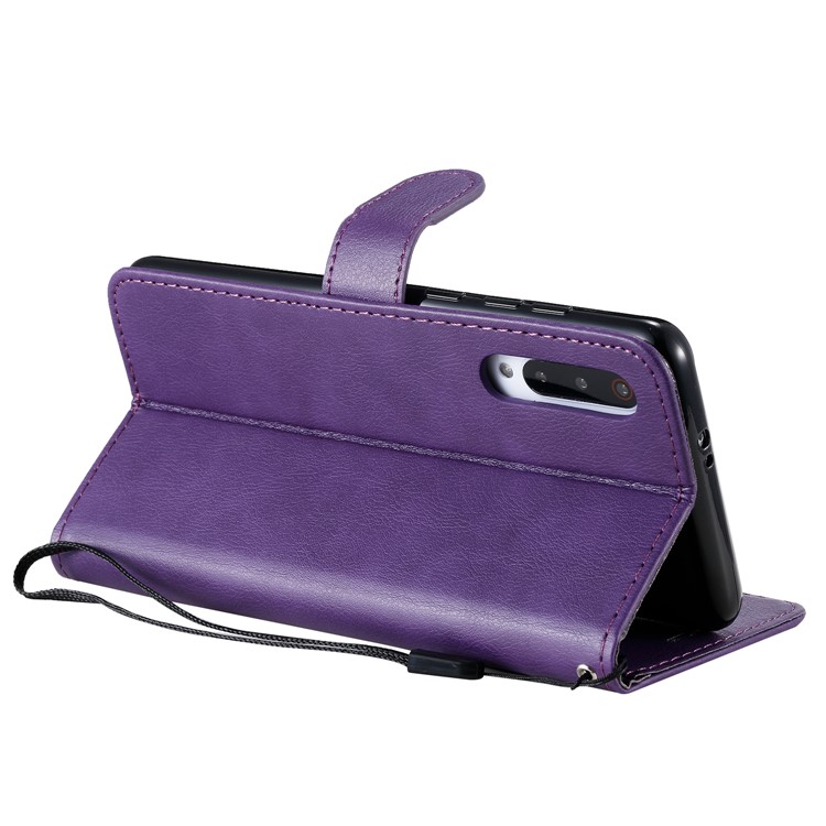 Pure Color Wallet Leather Stand Cell Case Covering for Xiaomi Mi 9 Pro - Purple-5