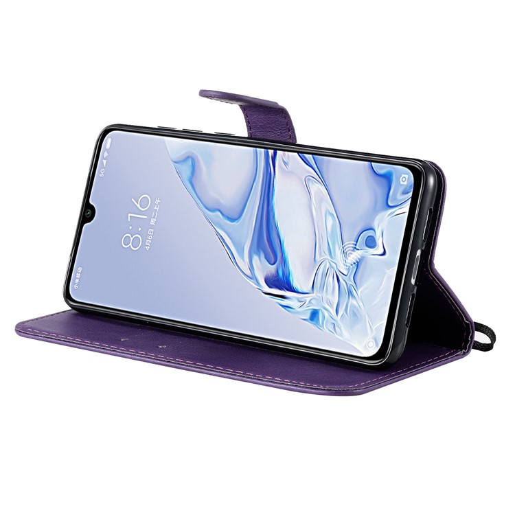 Pure Color Wallet Leather Stand Cell Case Covering for Xiaomi Mi 9 Pro - Purple-6