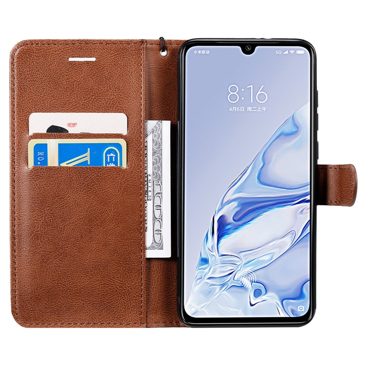 Pure Color Wallet Leather Stand Cell Case Covering for Xiaomi Mi 9 Pro - Brown-4
