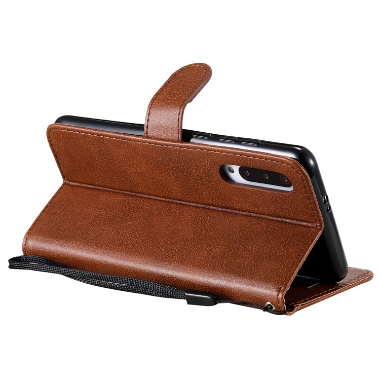 Pure Color Wallet Leather Stand Cell Case Covering for Xiaomi Mi 9 Pro - Brown-5