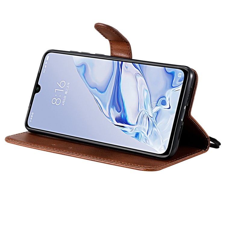 Pure Color Wallet Leather Stand Cell Case Covering for Xiaomi Mi 9 Pro - Brown-6
