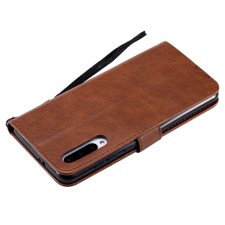 Pure Color Wallet Leather Stand Cell Case Covering for Xiaomi Mi 9 Pro - Brown-8