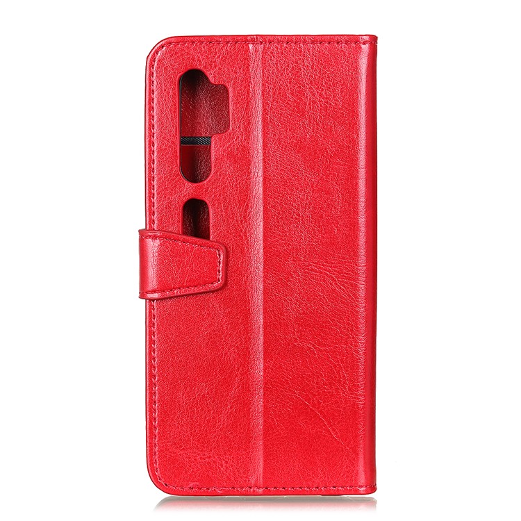 Crazy Horse Leather Wallet Stand Case for Xiaomi Mi Note 10 / Mi CC9 Pro - Red-10