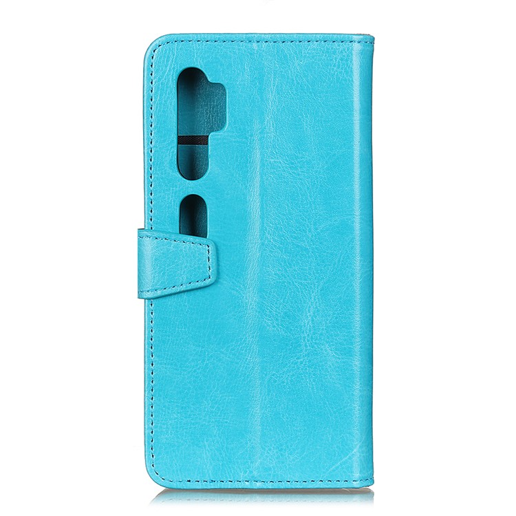 Crazy Horse Leather Wallet Stand Case for Xiaomi Mi Note 10 / Mi CC9 Pro - Blue-10