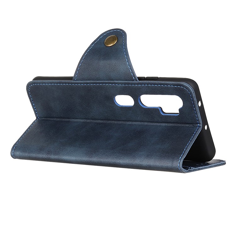 Brass Buckle Leather Cover for Xiaomi Mi Note 10/Mi CC9 Pro - Blue-11