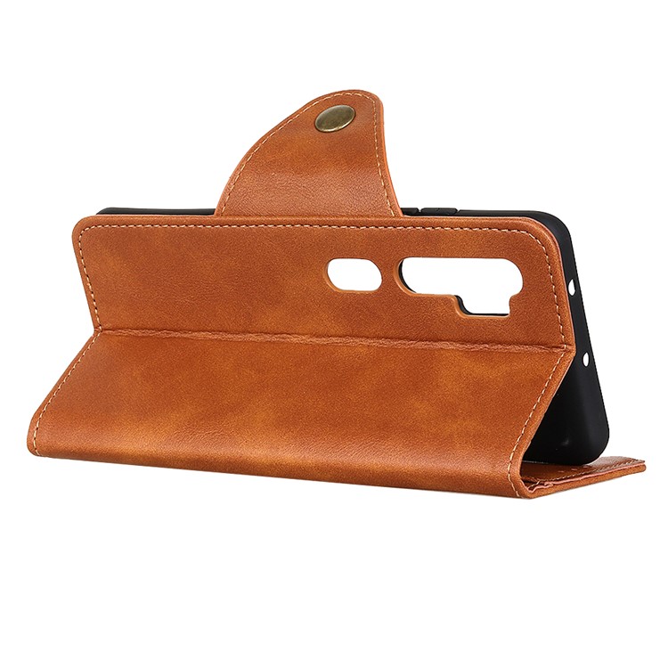 Brass Buckle Leather Cover for Xiaomi Mi Note 10/Mi CC9 Pro - Brown-11