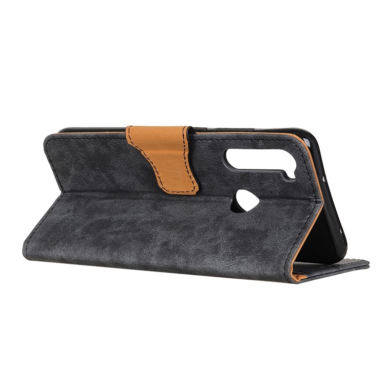 Retro Style Leather Wallet Stand Cell Case for Xiaomi Redmi Note 8T - Grey-11