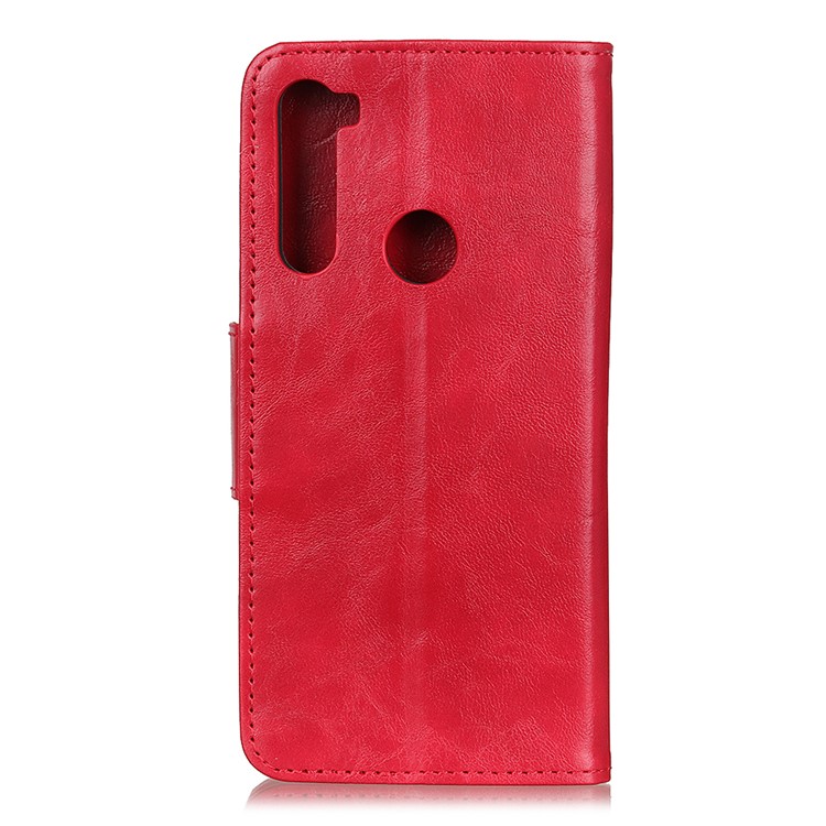 Crazy Horse Split Leather Flip Cover Wallet Stand for Xiaomi Redmi Note 8T - Red-10