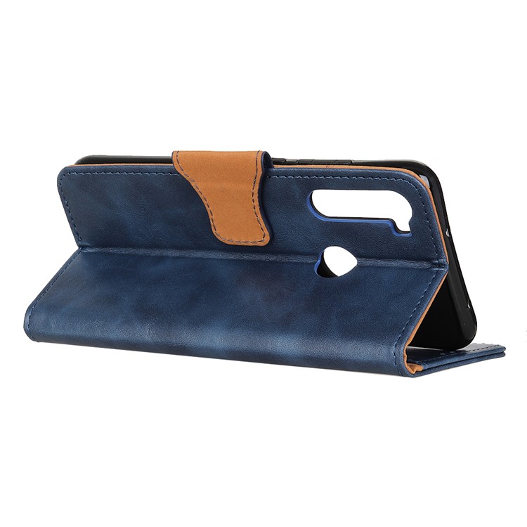 Crazy Horse Split Leather Flip Cover Wallet Stand for Xiaomi Redmi Note 8T - Blue-11