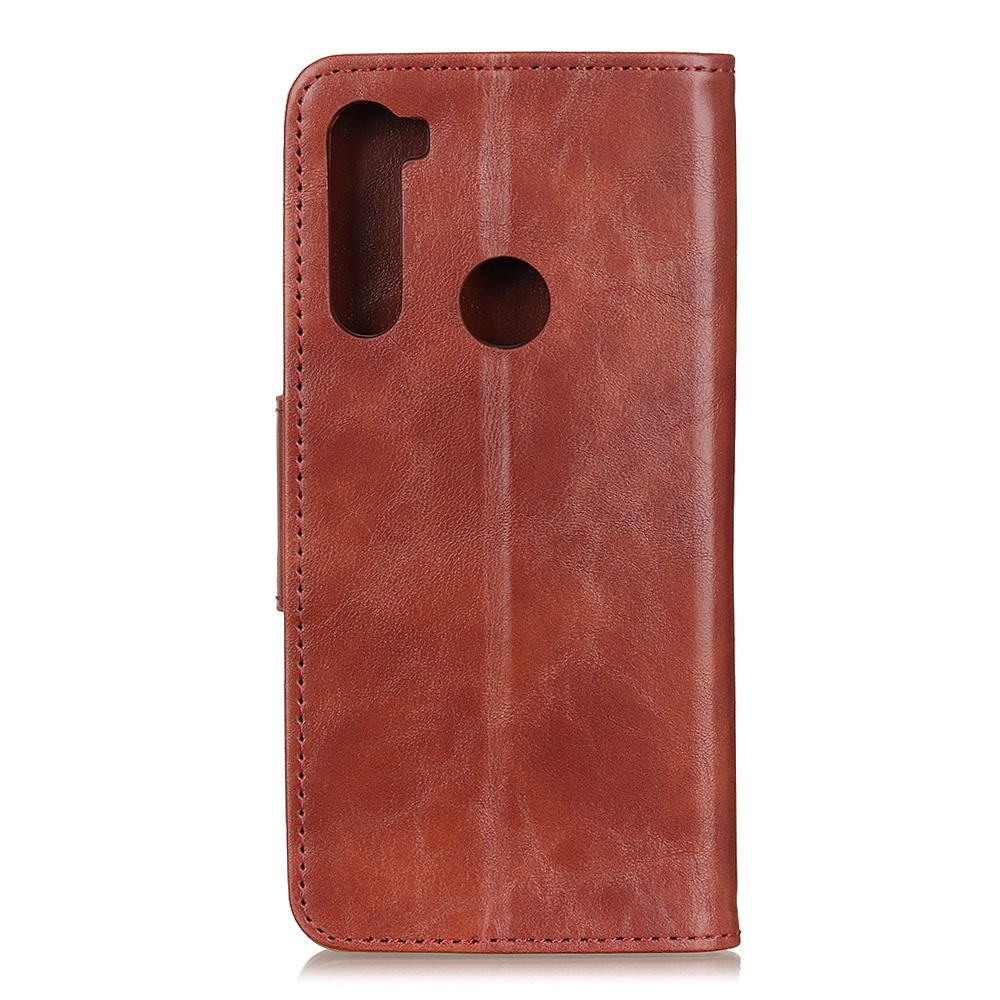 Crazy Horse Split Split Flip Cover Willet Willet Para Xiaomi Redmi Note 8t - Marrón-10