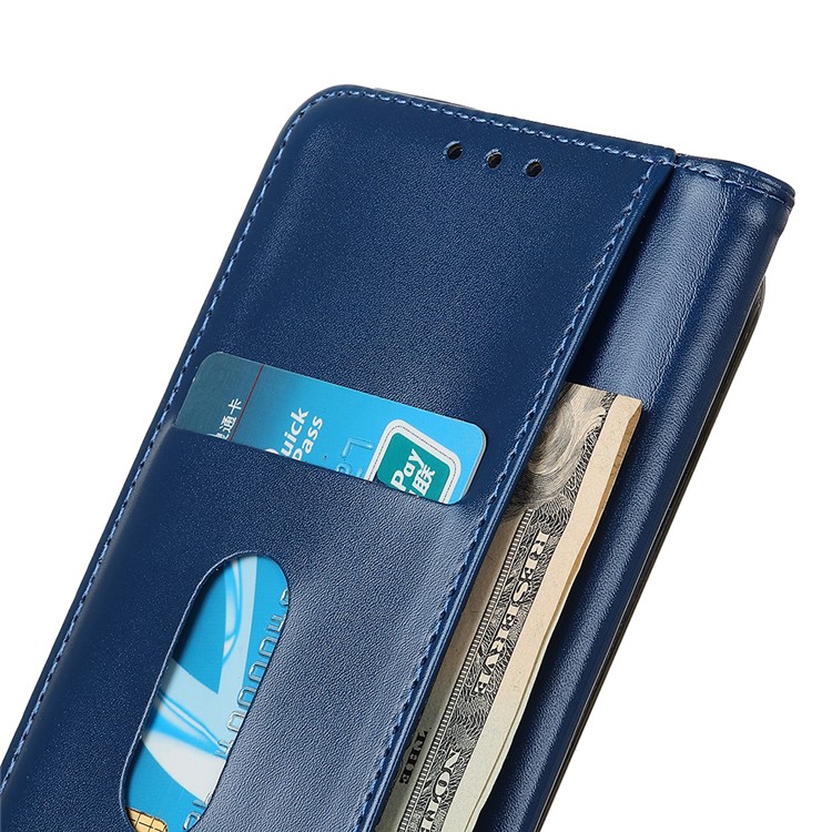 Auto-absorbed Split Leather Wallet Case for Xiaomi Redmi Note 8T - Blue-2