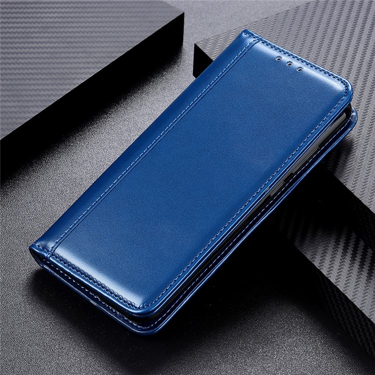 Auto-absorbed Split Leather Wallet Case for Xiaomi Redmi Note 8T - Blue-9
