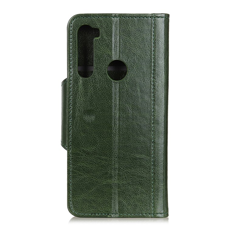 Glossy PU Leather Wallet Stand Case for Xiaomi Redmi Note 8T - Army Green-10
