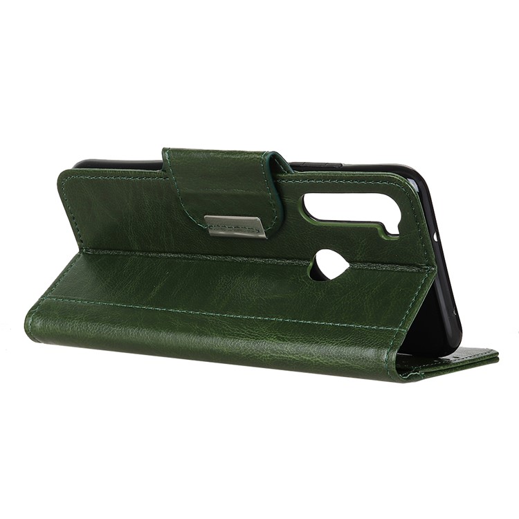 Glossy PU Leather Wallet Stand Case for Xiaomi Redmi Note 8T - Army Green-11