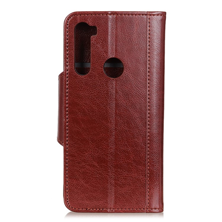 Glossy PU Leather Wallet Stand Case for Xiaomi Redmi Note 8T - Brown-10