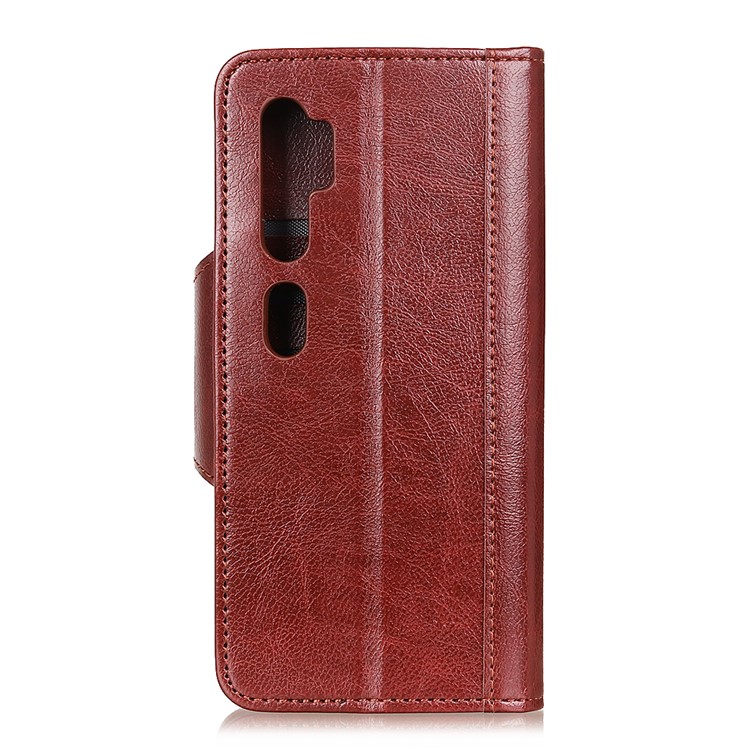 Glossy PU Leather Wallet Stand Case for Xiaomi Mi Note 10 / Mi CC9 Pro - Brown-10