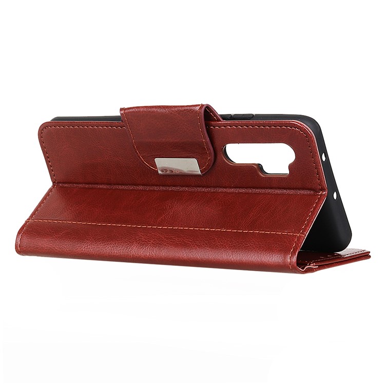 Glossy PU Leather Wallet Stand Case for Xiaomi Mi Note 10 / Mi CC9 Pro - Brown-11