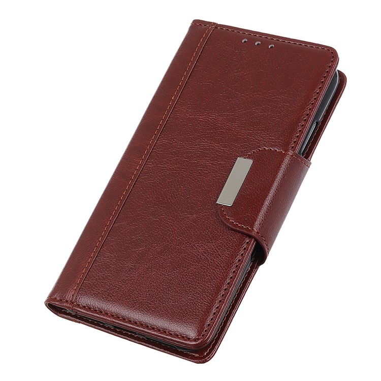 Glossy PU Leather Wallet Stand Case for Xiaomi Mi Note 10 / Mi CC9 Pro - Brown-4