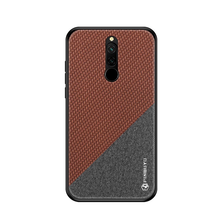 PINWUYO Honor Series PU Leather+TPU Phone Cover Protection Casing for Xiaomi Redmi 8 - Brown