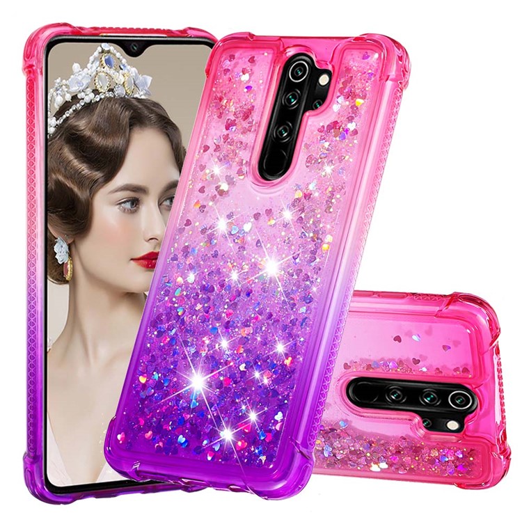 Gradient Glitter Powder Quicksand TPU Phone Case for Xiaomi Redmi Note 8 Pro - Rose / Purple-1