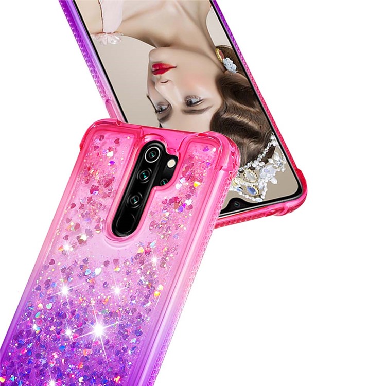Gradient Glitter Powder Quicksand TPU Phone Case for Xiaomi Redmi Note 8 Pro - Rose / Purple-6