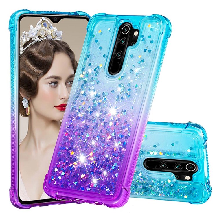 Gradient Glitter Powder Quicksand TPU Phone Case for Xiaomi Redmi Note 8 Pro - Baby Blue / Purple-1