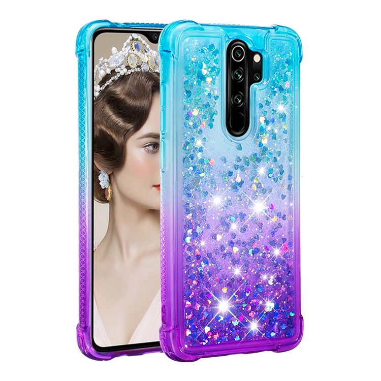 Gradient Glitter Powder Quicksand TPU Phone Case for Xiaomi Redmi Note 8 Pro - Baby Blue / Purple-4