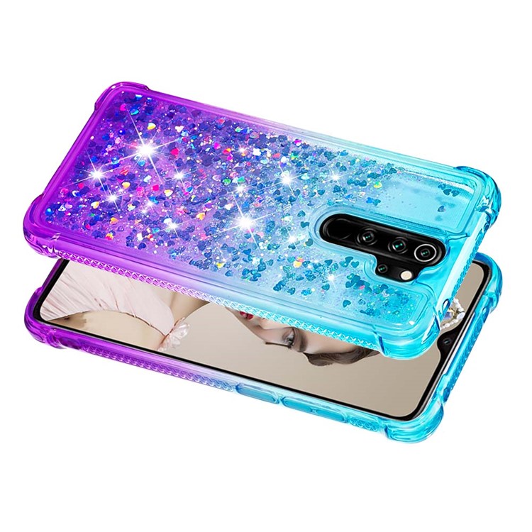 Gradient Glitter Powder Quicksand TPU Phone Case for Xiaomi Redmi Note 8 Pro - Baby Blue / Purple-5