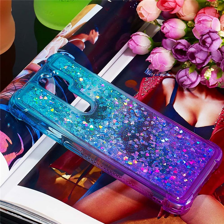 Gradient Glitter Powder Quicksand TPU Phone Case for Xiaomi Redmi Note 8 Pro - Baby Blue / Purple-7